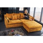 Stílusos puff Eden 100 cm mustársárga bársony