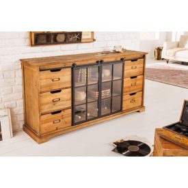 Design komód Santuzza 150 cm üveg ajtós fenyő