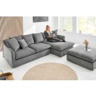 Sarok ülőgarnitúra Eden 255 cm szürke kordbársony