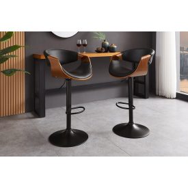 Design forgó bárszék Ardell fekete bőr / dió 