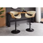 Design forgó bárszék Ardell bézs bőr / tölgy 