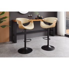 Design forgó bárszék Ardell bézs bőr / tölgy 