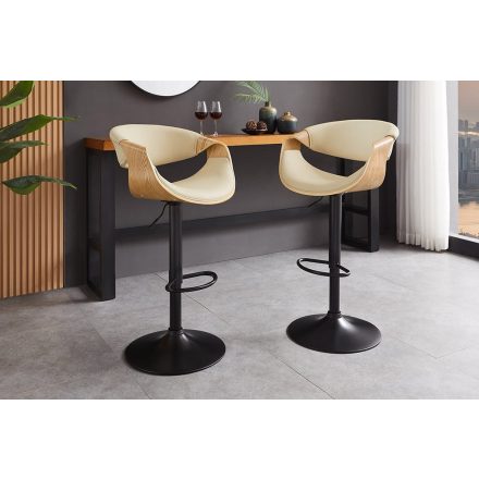 Design forgó bárszék Ardell bézs bőr / tölgy 