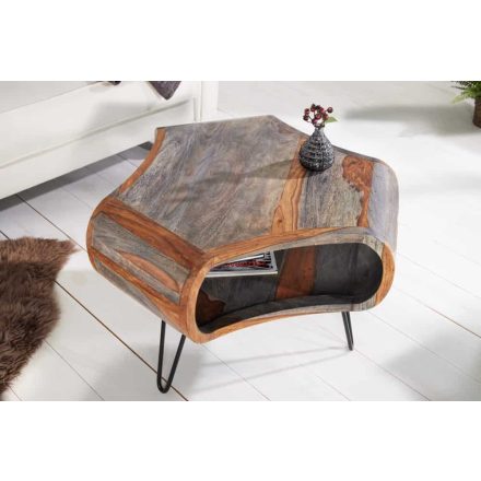 Design dohányzóasztal Lorelei 70 cm szürke sheesham