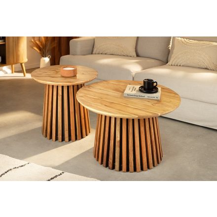 Design dohányzóasztal Wadeline akác 2 db-os szett