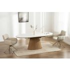 Design bővíthető étkezőasztal Valdina 160-200 cm ovális tölgy / fehér márvány 