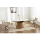 Design bővíthető étkezőasztal Valdina 160-200 cm ovális tölgy / fehér márvány 