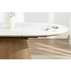Design bővíthető étkezőasztal Valdina 160-200 cm ovális tölgy / fehér márvány 