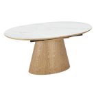 Design bővíthető étkezőasztal Valdina 160-200 cm ovális tölgy / fehér márvány 