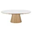 Design bővíthető étkezőasztal Valdina 160-200 cm ovális tölgy / fehér márvány 