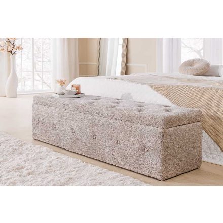 Stílusos ülőpad Spectacular 140 cm szürkés bézs pezsgő bouclé