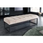 Stílusos ülőpad Halle 108 cm bouclé szürkés bézs pezsgő