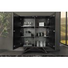 Design magas komód Quillon 120 cm akác - barnás természetes kő