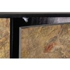 Design magas komód Quillon 120 cm akác - barnás természetes kő