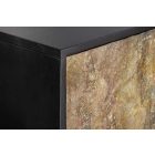 Design magas komód Quillon 120 cm akác - barnás természetes kő