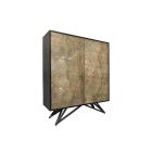 Design magas komód Quillon 120 cm akác - barnás természetes kő