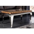 Stílusos dohányzóasztal Rococo 100 cm üveg teakfa / ezüst