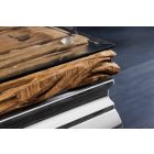 Stílusos dohányzóasztal Rococo 100 cm üveg teakfa / ezüst