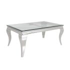 Stílusos dohányzóasztal Rococo 100 cm üveg teakfa / ezüst