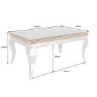 Stílusos dohányzóasztal Rococo 100 cm üveg teakfa / ezüst