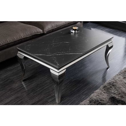 Stílusos dohányzóasztal Rococo 100 vm fekete szinterezett kő / ezüst 