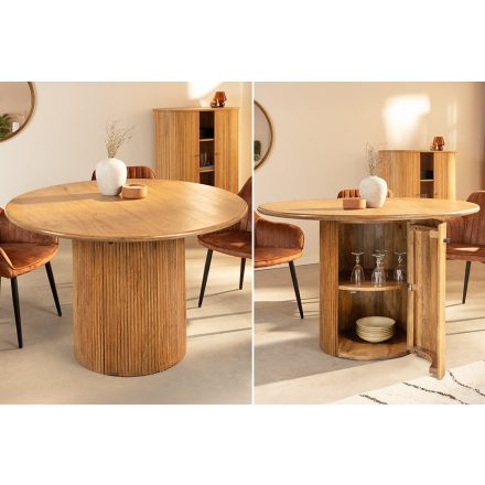Stílusos kör étkezőasztal Valette 120 cm rejtett tárolóval mangó 