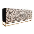 Stílusos komód Raven 180 cm 3D mozaik fekete fehér mangó