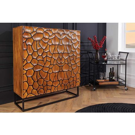 Magas komód Raven 120 cm 3D mozaik natúr barna mangó