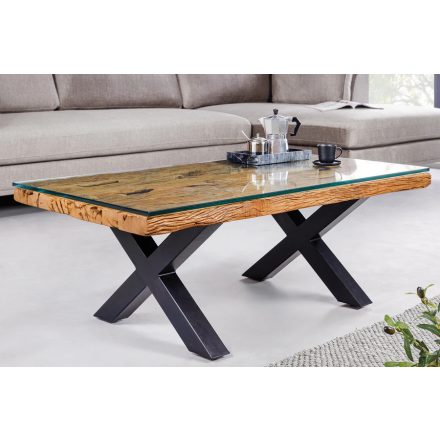 Dohányzóasztal Shark X 110 cm teak (üveglap nélkül)