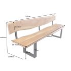 Stílusos ülőpad háttámlával Massive Honey 200 cm akác