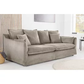   Stílusos 3 személyes ülőgarnitúra Eden 200 cm szürkés bézs kordbársony