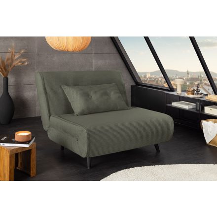 Converta fekvőhellyé alakítható fotel 100 cm zöld kord