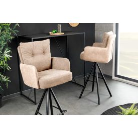   Stílusos kartámlás forgó bárszék Maddison II pezsgő bézs bársony / szövet