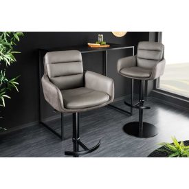   Stílusos kartámlás forgó bárszék Maddison III szürkésbarna taupe bőr / mikroszálas szövet
