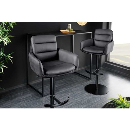 Stílusos kartámlás forgó bárszék Maddison III antracit bőr / mikroszálas szövet
