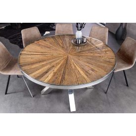 Luxus kör étkezőasztal Shark 140 cm teak (üveglappal)