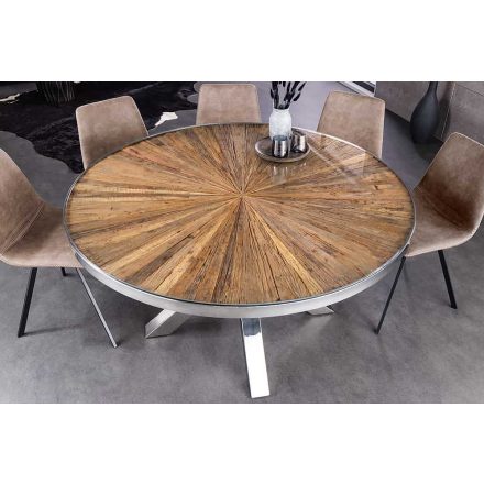 Luxus kör étkezőasztal Shark 140 cm teak (üveglappal)