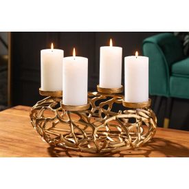 Stílusos gyertyatartó Serenno 38 cm 4 gyertyának arany