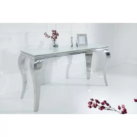 Stílusos konzolasztal Rococo 145cm fehér / ezüst