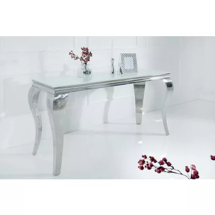 Stílusos konzolasztal Rococo 145cm fehér / ezüst
