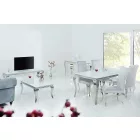 Stílusos konzolasztal Rococo 145cm fehér / ezüst