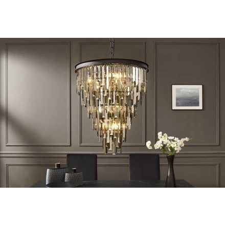 Design csillár Gadiel II 58 cm fekete - szürke üveg