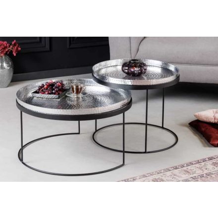 Dohányzóasztal szett Varelli 46-47cm levető asztallappal ezüst