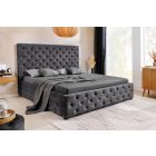 Design ágy Laney 160 x 200 cm szürke bársony ágyneműtartóval