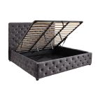 Design ágy Laney 160 x 200 cm szürke bársony ágyneműtartóval