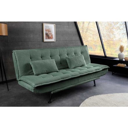 Aria fekvőhellyé alakítható 3 személyes kanapé 195cm zöld kord 