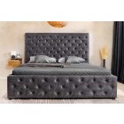 Design ágy Laney 180 x 200 cm szürke bársony ágyneműtartóval