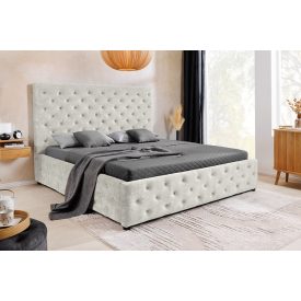   Design ágy Laney 180 x 200 cm pezsgő bézs bársony ágyneműtartóval