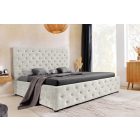 Design ágy Laney 180 x 200 cm pezsgő bézs bársony ágyneműtartóval