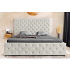 Design ágy Laney 180 x 200 cm pezsgő bézs bársony ágyneműtartóval